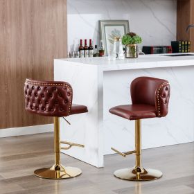 A&A Furniture,Swivel Barstools Adjusatble Seat Height, Modern PU Upholstered Bar Stools with the whole Back Tufted, for Home Pub and Kitchen Island(Wi