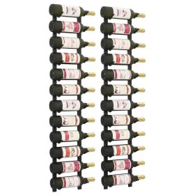 Wall Mounted Wine Racks for 12 Bottles 2 pcs Black Iron