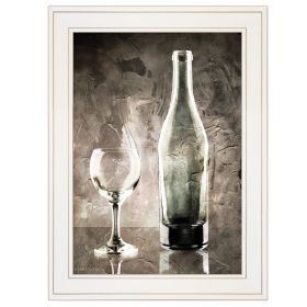 "Moody Gray Wine Glass Still Life" by Bluebird Barn; Ready to Hang Framed Print; White Frame