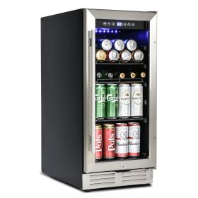 Built-in and Freestanding 15" Mini Beverage Refrigerator/Wine Cabinet, 120 Cans, 34-65Â¬âˆžF, Quiet, Adjustable Shelves, Touch Controls, Defrost, Kitchen