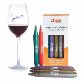 Cheer Collection Wine Glass Metallic Colors Markers Pack of 5