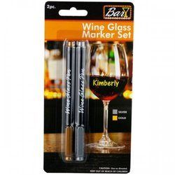 2pc Wine Glass Pen Silver &amp; Gold (pack of 12)