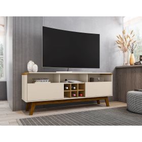 Manhattan Comfort Camberly 62.99 TV Stand with 5 Shelves and Wine Storage in Off White and Cinnamon