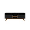 Manhattan Comfort Camberly 62.99 TV Stand with 5 Shelves and Wine Storage in Matte Black and Cinnamon