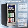 Built-in and Freestanding 15" Mini Beverage Refrigerator/Wine Cabinet, 120 Cans, 34-65Â¬âˆžF, Quiet, Adjustable Shelves, Touch Controls, Defrost, Kitchen