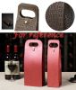 Red Wine Carrier Bag PU Leather Single Wine Bottle Tote Bags for Wedding Festival Picnic Travel Dinner Party