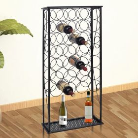 Wine Rack for 28 Bottles Metal (Color: Black)