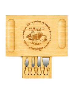 Kitchen Natural Bamboo Cutting Board Bamboo Cheese Board Set (Color: Natural, size: 16.5 in)